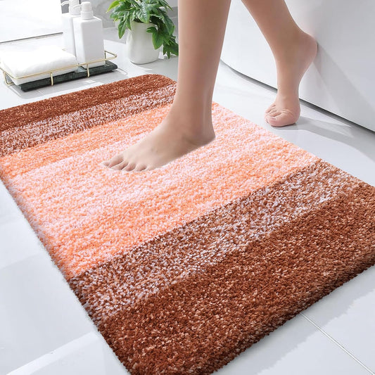 OLANLY Bathroom Runner Rug Mat - Extra Soft Microfiber, Quick Dry & Washable | 70x24 Inches, Orange