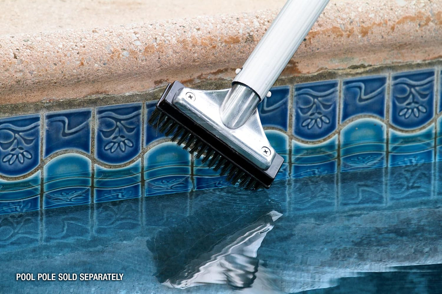 Poolmaster 5-Inch Stainless Steel Pool Algae Brush - Heavy-Duty Aluminum Back for Gunite Pools & Spas