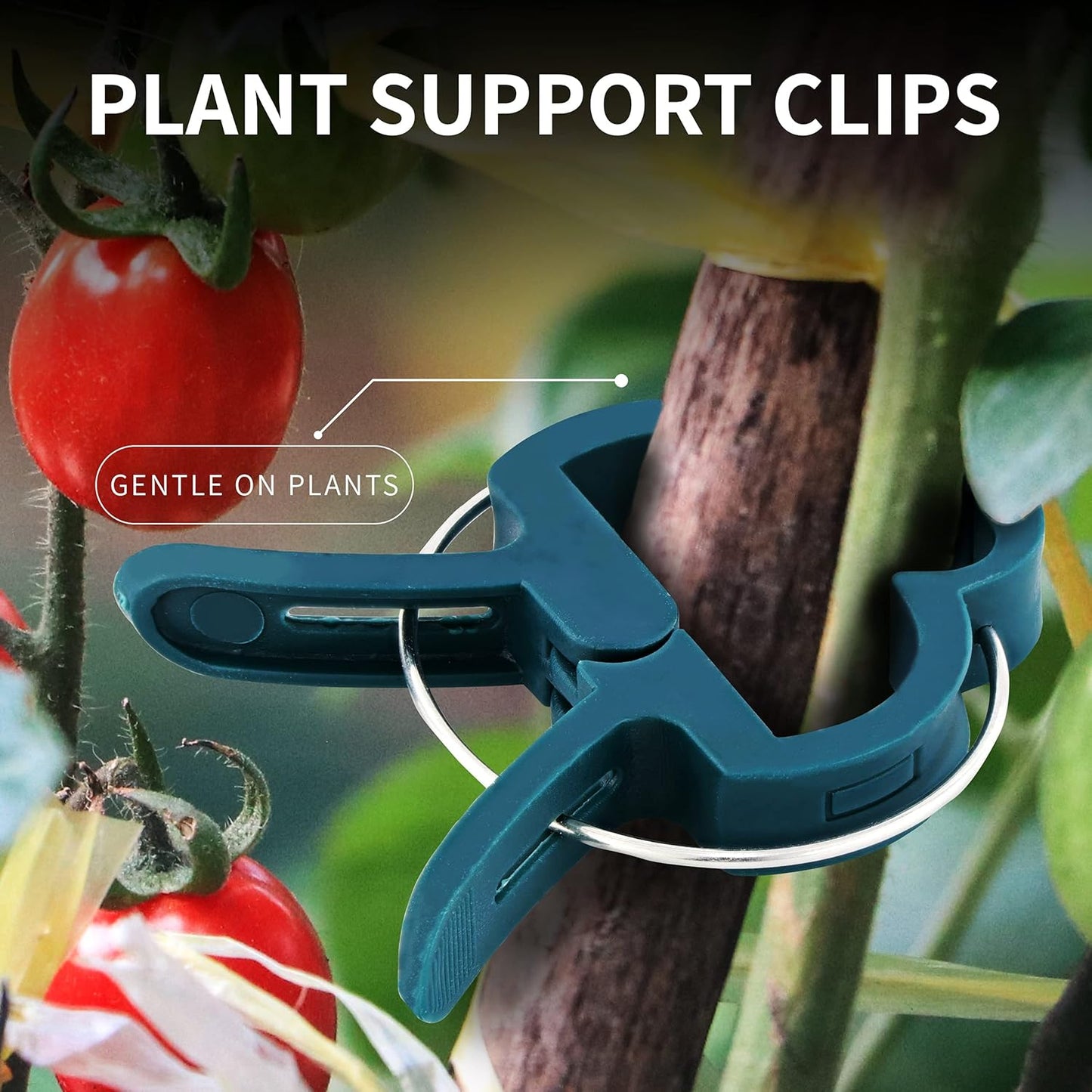 RamPro Plant Clips - 40 Piece Green Gardening Tool for Supporting Stems & Vines