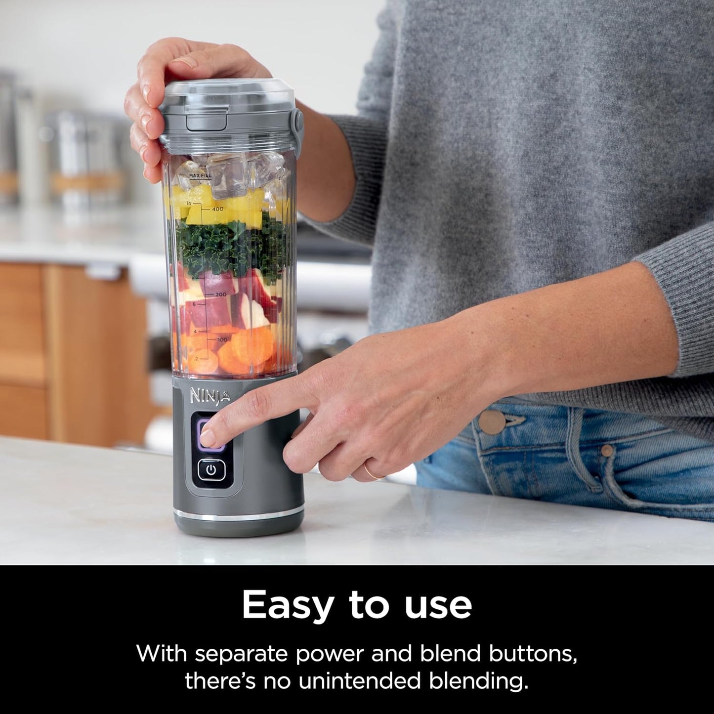 Ninja Blast Portable Blender - Cordless 18oz Personal Blender for Smoothies & Shakes | Leakproof, USB-C, Grey