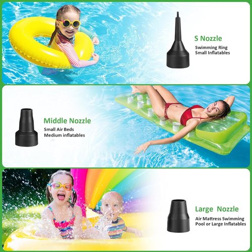 AGPTEK Electric Air Pump - Portable Inflator/Deflator with 3 Nozzles | 4.5kPa Quick-Fill for Camping & Inflatables