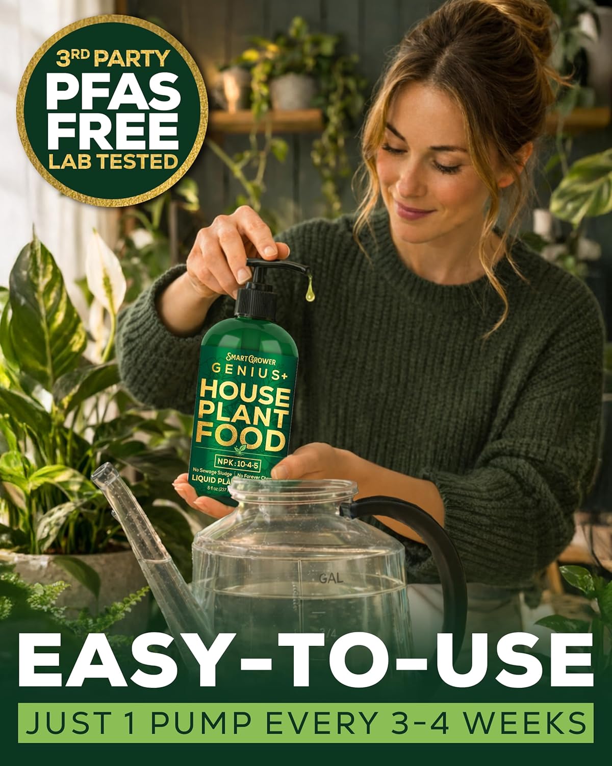 Smart Grower Genius+ Plant Food - Instant Indoor Fertilizer for Healthier Plants | 8oz Makes 96 Gallons