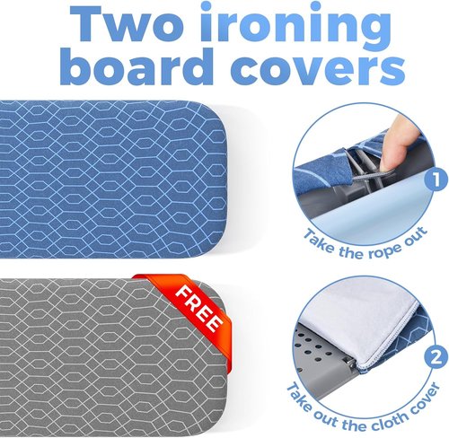 APEXCHASER Small Ironing Board - Portable Tabletop Design with Iron Holder & 2 Heat-Resistant Covers