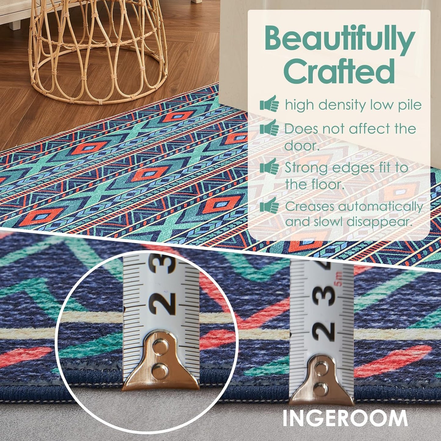 INGEROOM 6x9 Area Rugs Clearance Washable 6x9 Area Rug for Living Room, Soft Area Rug for Bedroom, Modern Design, Stain Resistant Rugs, TPR Anti-Slip Backing, Non Shedding, Geometric Area Rug