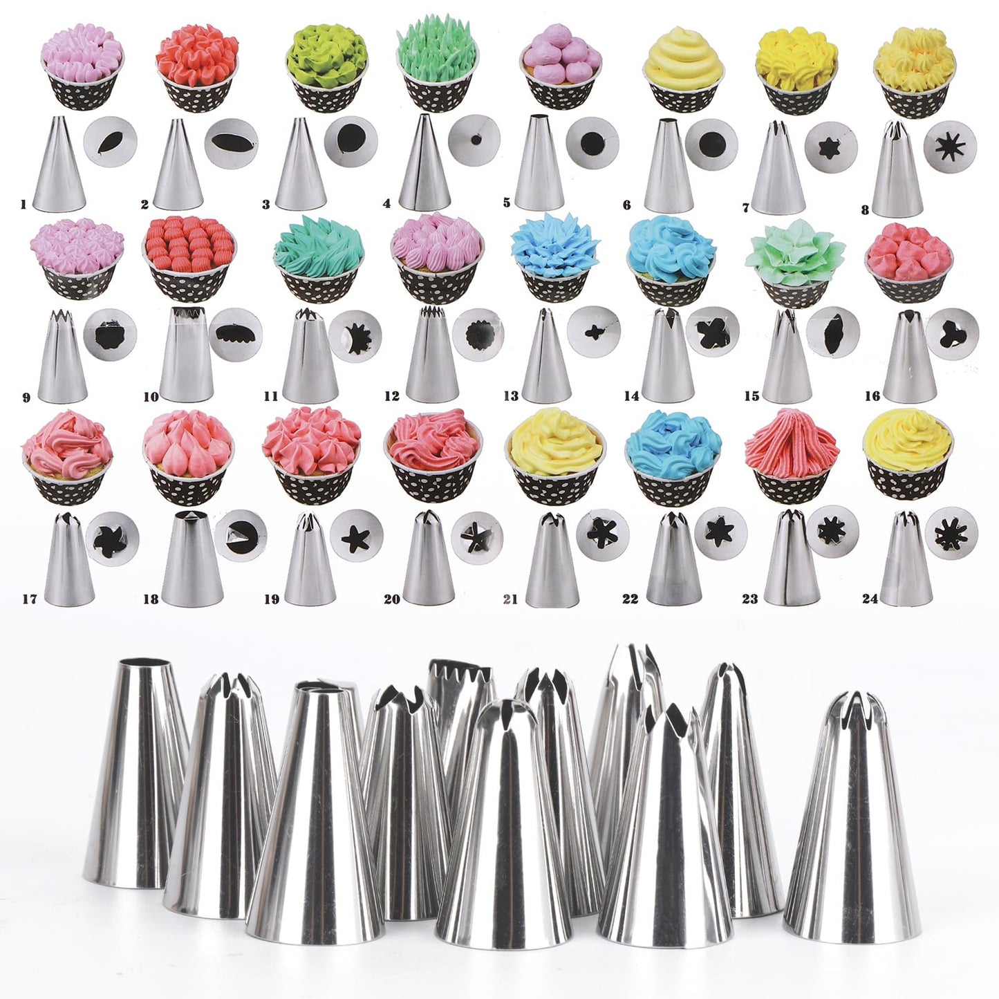 200 Pcs Piping Bags and 24 Tips Set, 12 Inch Disposable Piping Bags Pastry Bag, 231 Pcs Frosting Piping Kit with Tips, Scrapers, Couplers for Decorating Cakes, Cookies‌