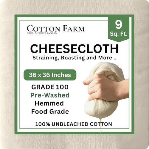 Cotton Farm Grade 100 XL Cheese Cloth - 100% Unbleached Cotton for Straining & Cooking | 36x36 Inch, Reusable