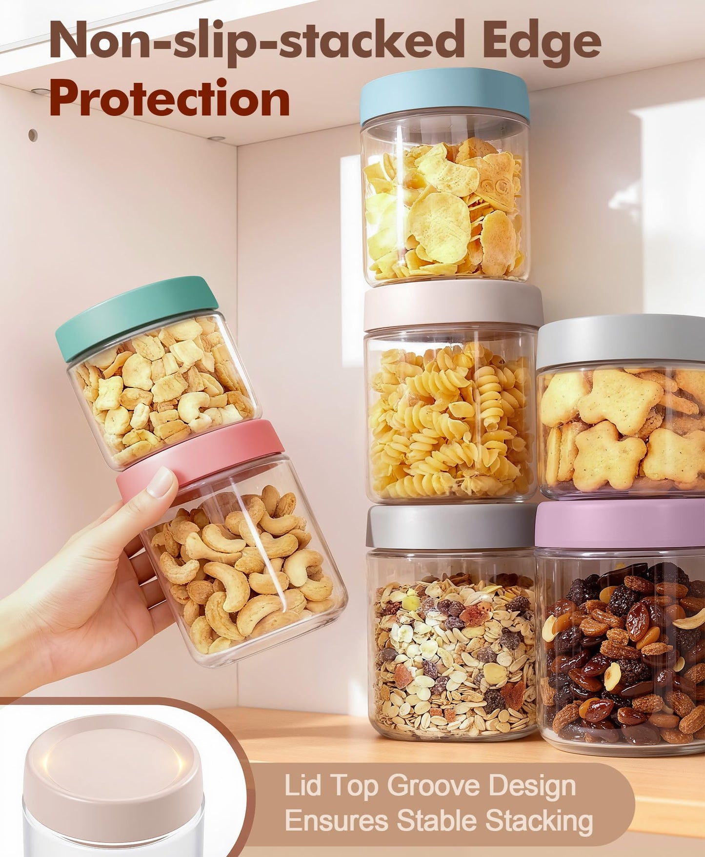 6 pack 10 oz Overnight Oats Containers with Lids and Spoons Glass Jars with Airtight Lids: Wide Mouth Mason Salad Jars, Leakproof and Reusable Glass Food Storage Container for Yogurt Snacks Spice