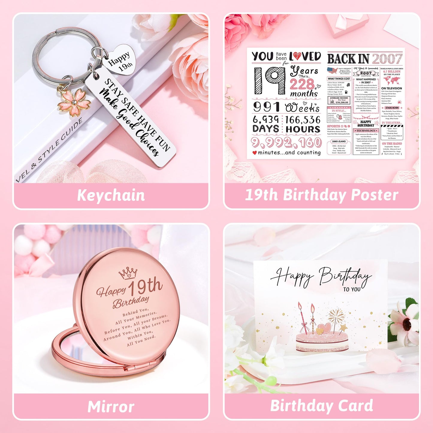 19 Year Old Girl Birthday Gift Ideas Happy 19th Birthday Gifts for Girls Unique Gifts for 19 Year Old Female, Women, Daughter, College Girls Cool 19th Decorations Gift Box with Tumbler Makeup Bag