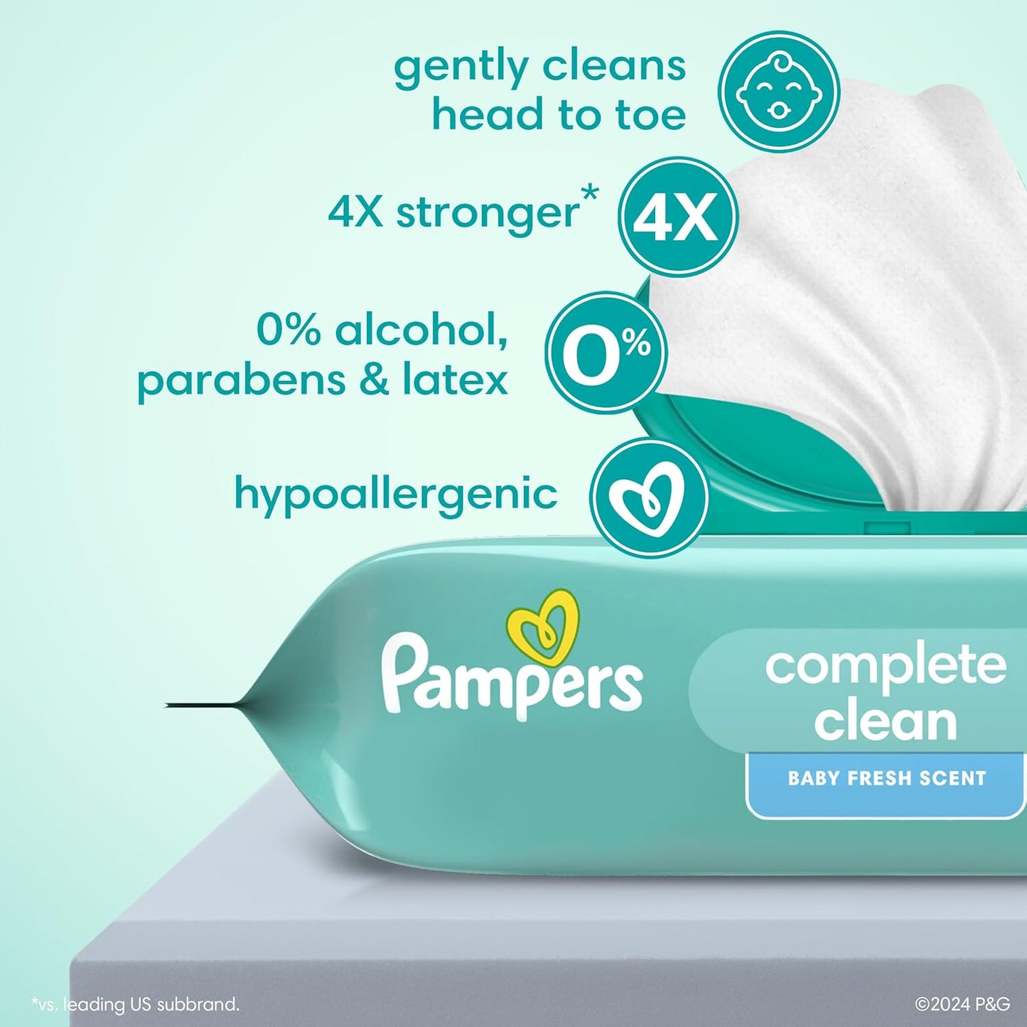 Pampers Baby Wipes - Complete Clean Fresh Scented Wipes for Gentle Head-to-Toe Care | 72 Count
