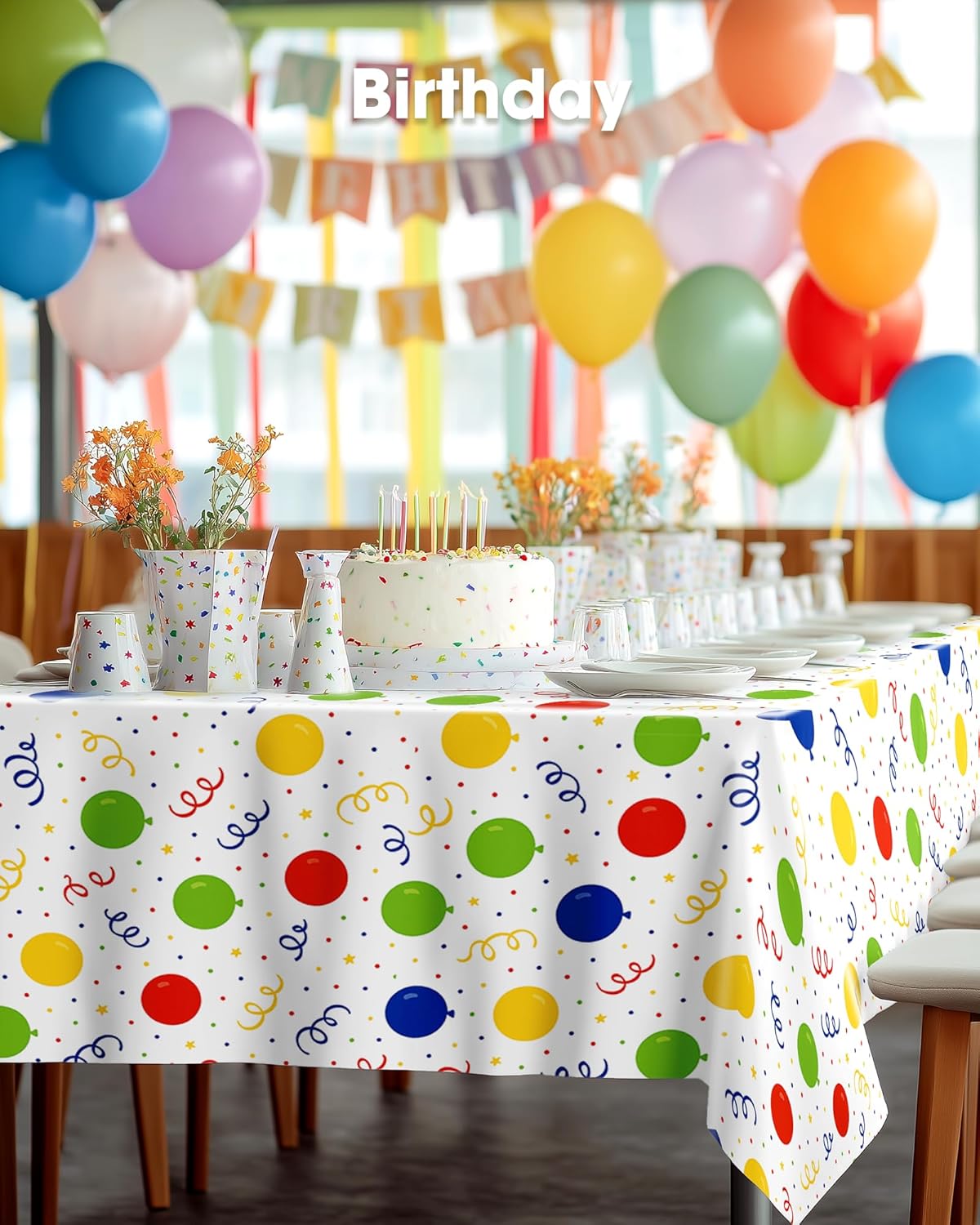 Pureegg Disposable Plastic Tablecloths - 54 x 108 Inch, Leakproof & Sturdy for Birthday Parties, Picnics & Baby Showers