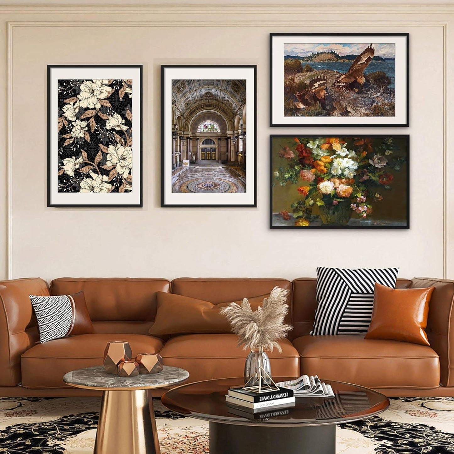 Upsimples 24x36 Picture Frame Set of 5 - Versatile Black Wall Gallery Frames for 20x30 or 24x36 Photos