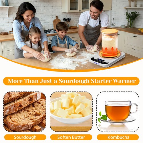 Bread Starter Warmer - Sourdough Starter Warmer Electric with Precise 1°F Thermostat Control (70-100°F) - Sour Dough Heating Mat Pad - 12H Timer - Memory Function - Sourdough Warming Mat