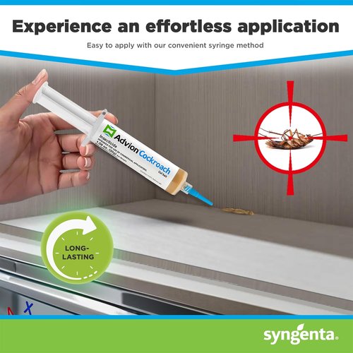 Advion Cockroach Gel Bait - Effective Indoor & Outdoor Pest Control | 4 Tubes x 30g, Includes Plungers & Tips