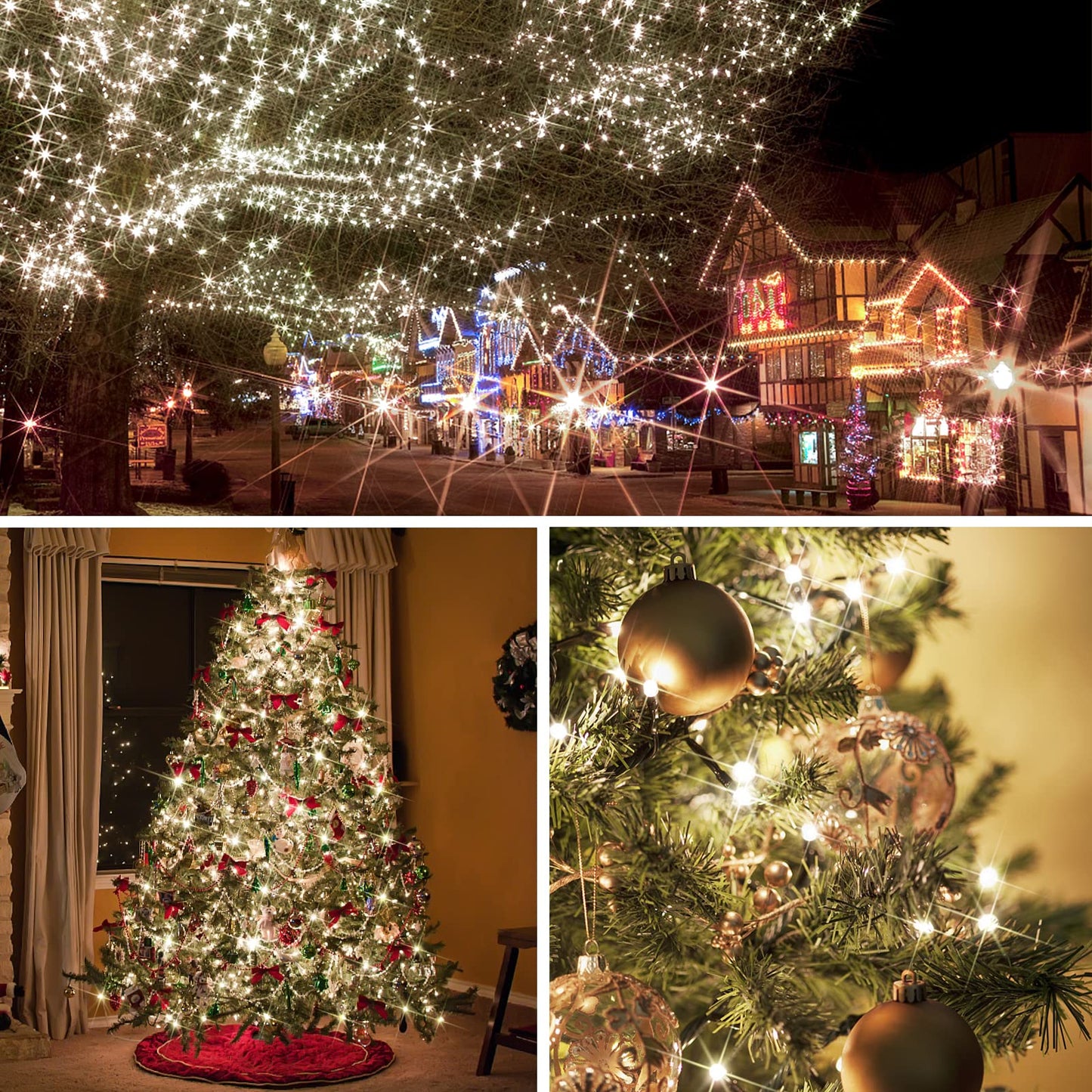 suddus Christmas Tree Lights Indoor, 100 LED 33ft Warm White Led Christmas Lights,String Lights Outdoor for House, Windows, Patio, Doors, Fireplace, Garden, Home, Decoration