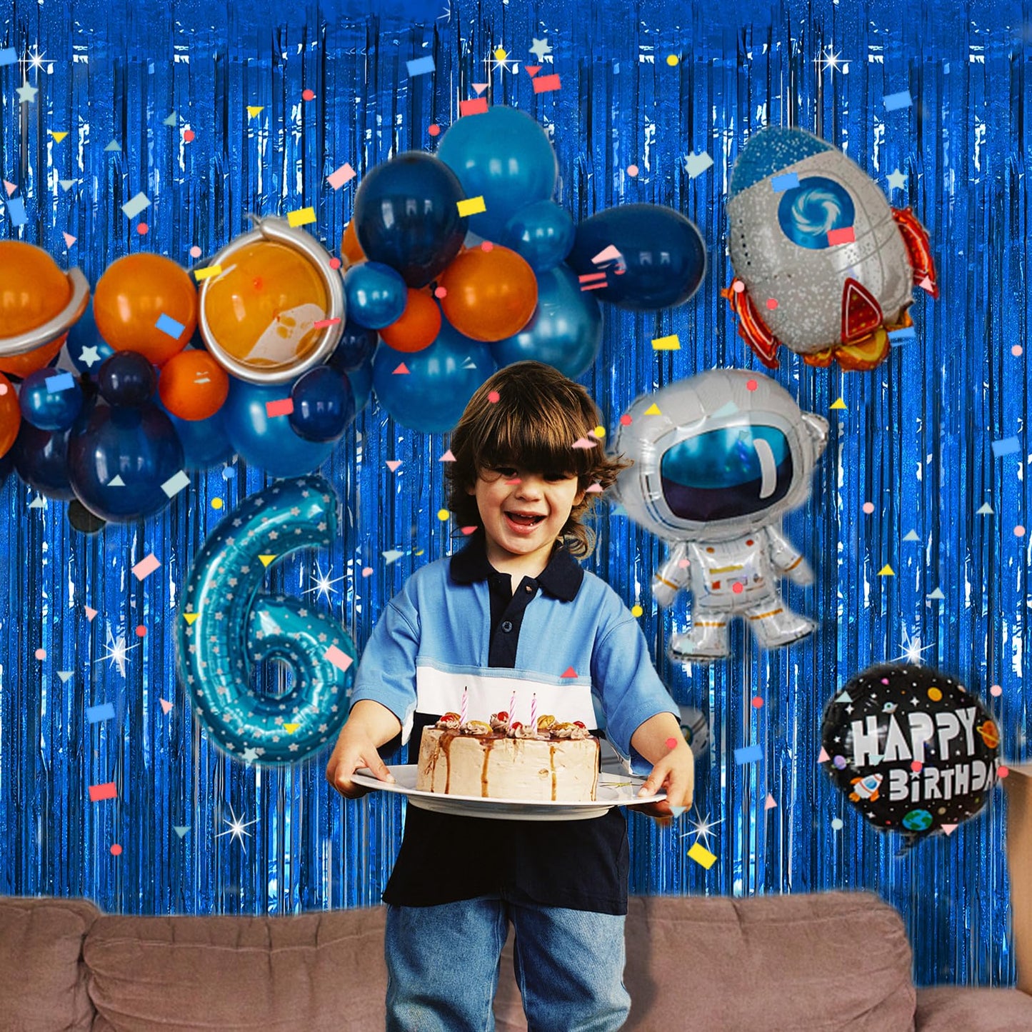 Tinsel Curtain Party Backdrop Blue Birthday Party Decorations 5 Packs Glitter Foil Fringe Curtain Party Decor Streamers Photo Booth for Birthday Christmas Wedding Halloween Graduation Decorations