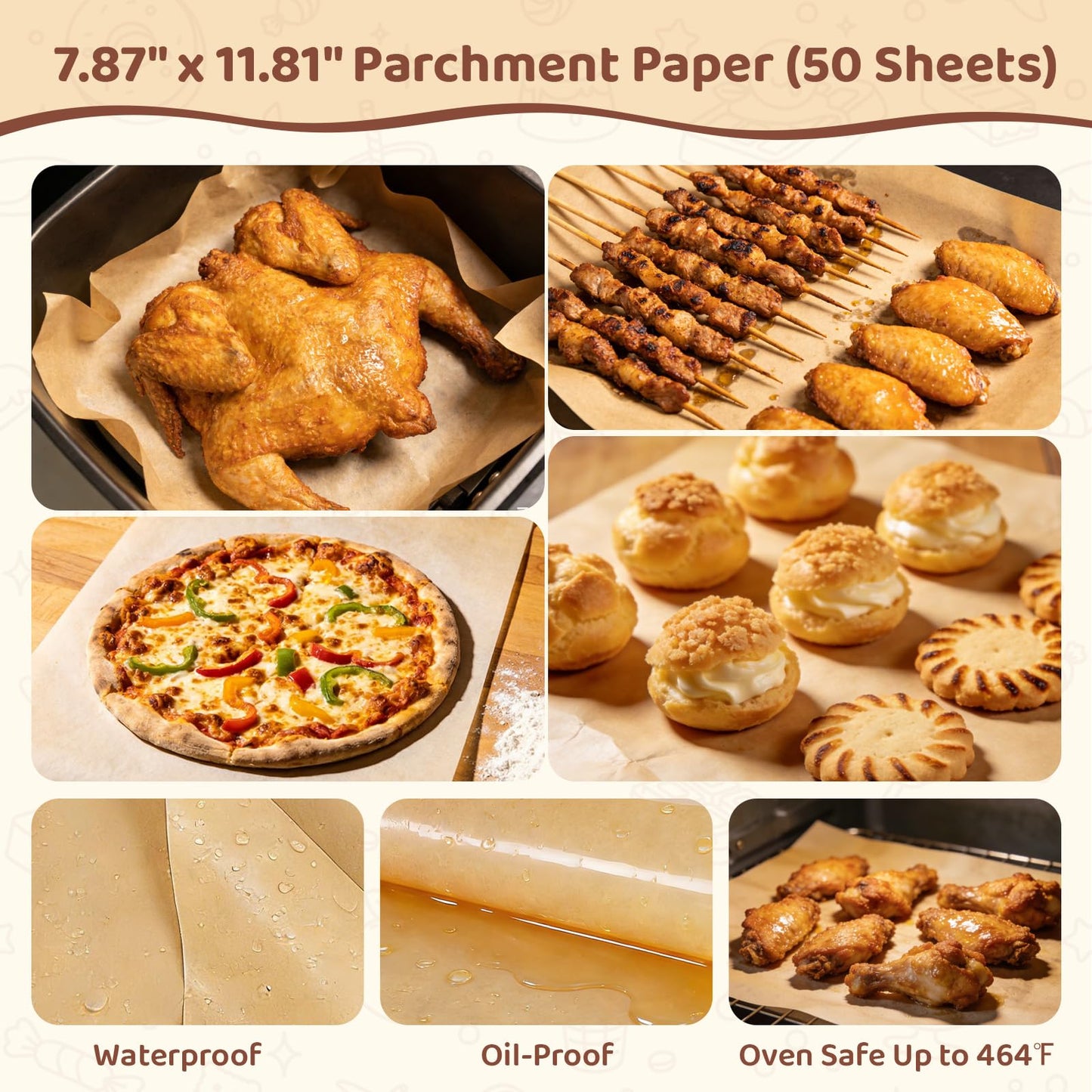 Vehookin 3 Tier Stackable Cooling Rack for Cooking and Baking, Wire Rack for Baking Sheet w/50 Parchment Papers, 13.4" x 9" Cookie Cooling Rack for Pizza, Bread, Cake,Veggie,Jerky, Drying Baking Rack