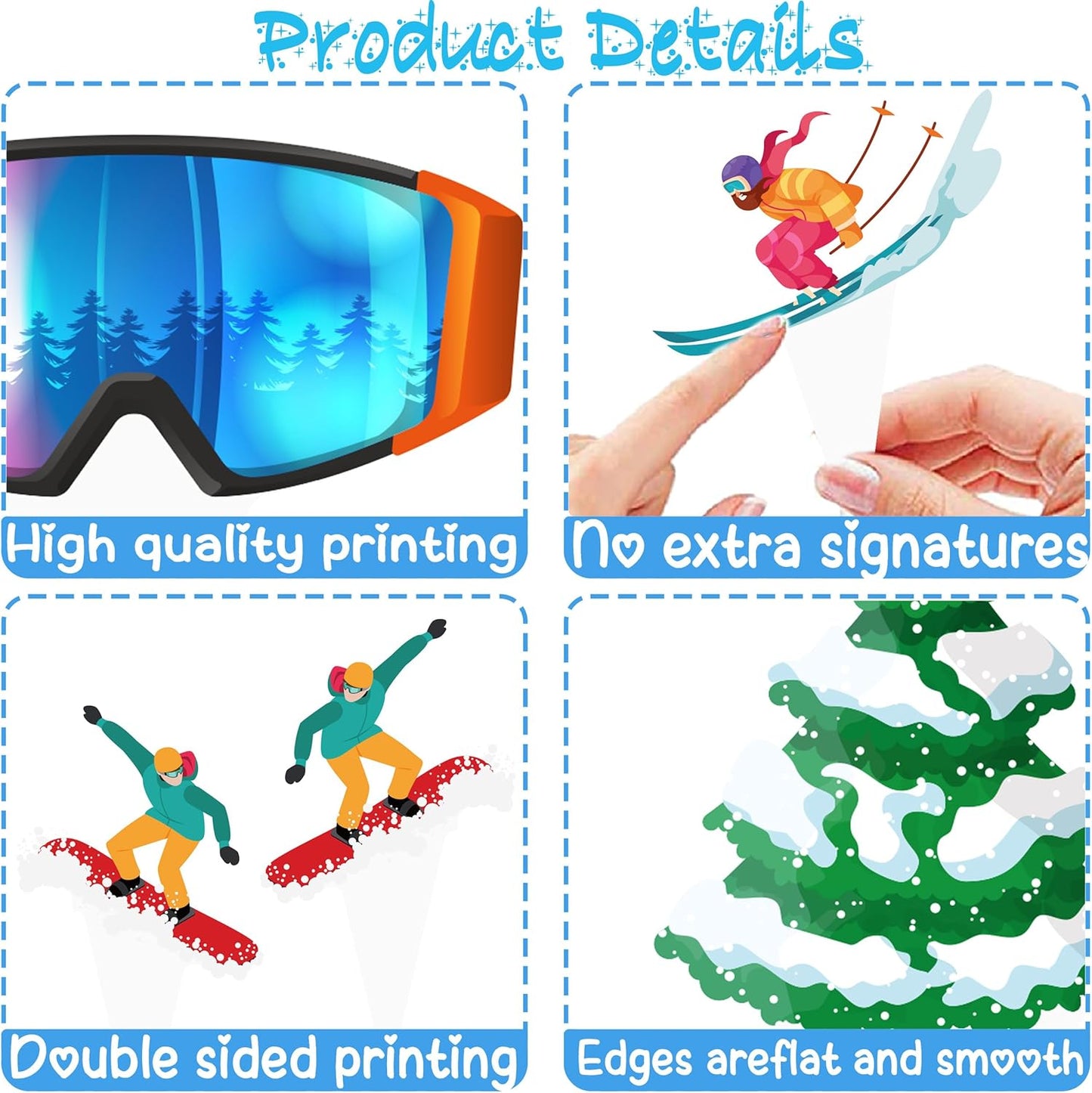 Skiennix Skiing Party Cupcake Toppers - 48 Pcs Winter Decorations for Birthday & Baby Showers