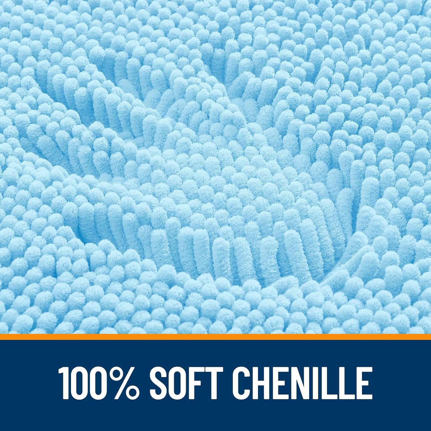 OLANLY Bathroom Runner Rugs - Soft Absorbent Chenille with Rubber Backing | Quick Dry, Machine Washable, 47x20, Sky Blue