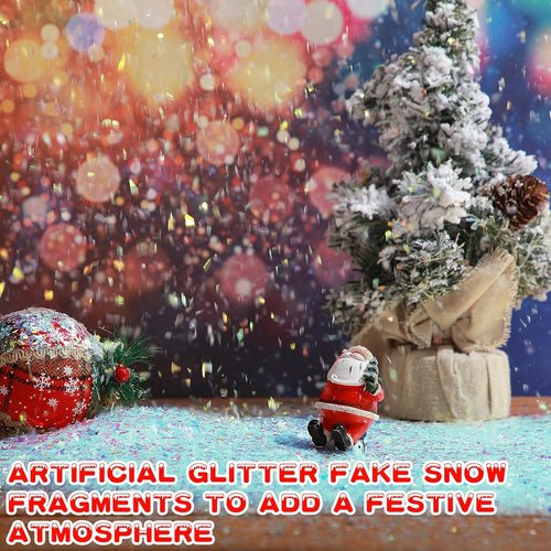 Aoriher Glittering Blue Fake Snow | Sparkling Artificial Snow for Christmas Crafts & Decor (0.55 lb)