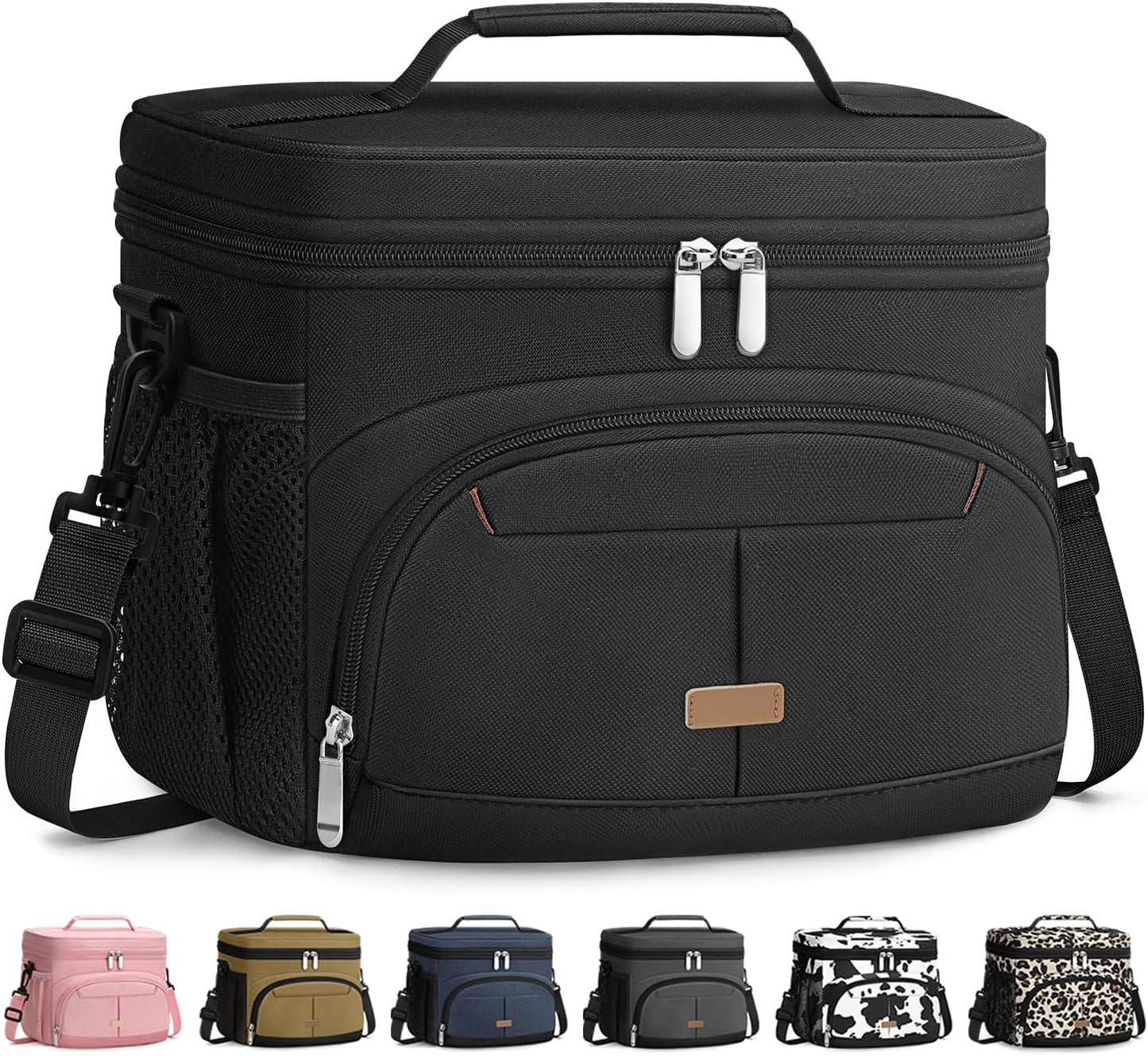 Pritent Insulated Lunch Box - Leakproof Cooler Bag with Removable Strap for Work & Travel | Black, 12L