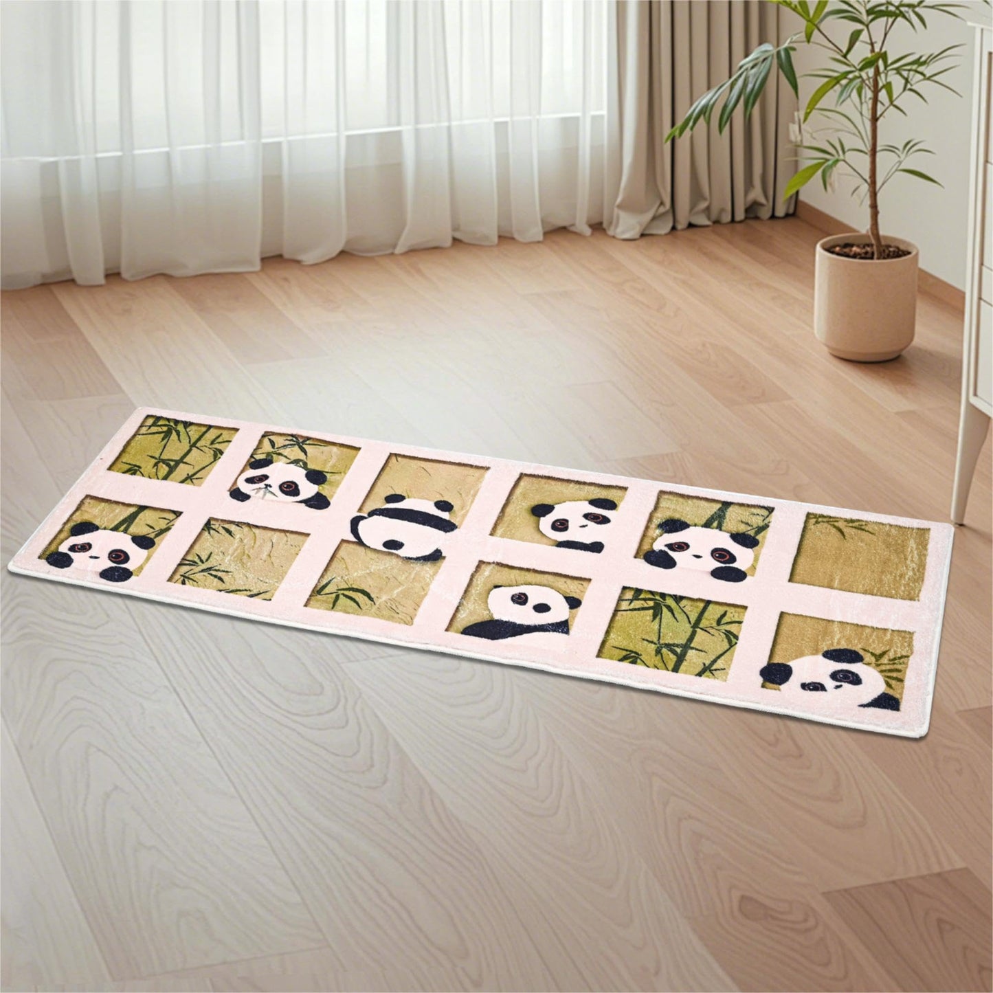 Area Rugs for Bedroom 1.3' X 3.9', Washable Cat Irregular Shaped Rug Cute Carpet Kid Funny Cartoon Rugs, Room Decor Cat Dog Shaped Pet and Children Entryway Rug (G1 Square Panda)