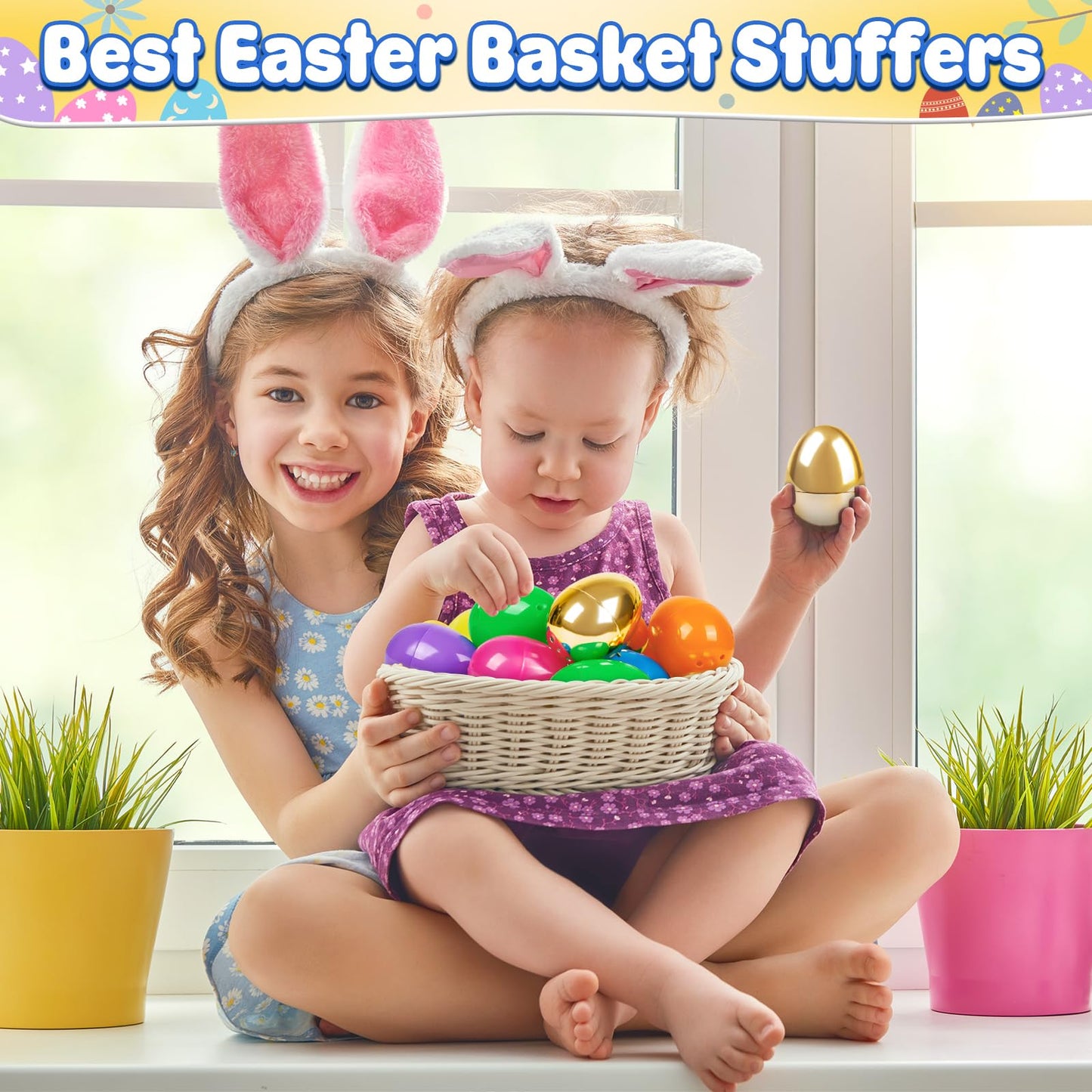 V-Opitos 3.15'' Big Fillable Plastic Eggs, 36 PCS Bulk Empty Easter Eggs in 6 Colors for Egg Hunt, Surprise Eggs, Basket Stuffers Fillers, Easter Party Favor for Kids
