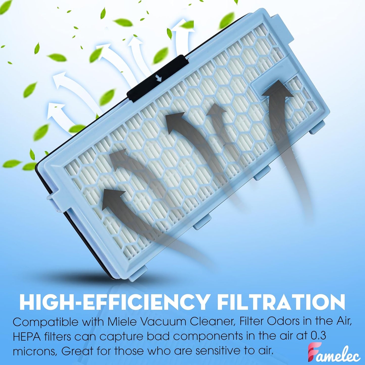 Miele 3D Airclean Vacuum Cleaner Bags & HEPA Filters - 8 Bags & 4 Filters for Compact C1/C2, Complete C1 S241/S290/S300i, S4/S6 Series
