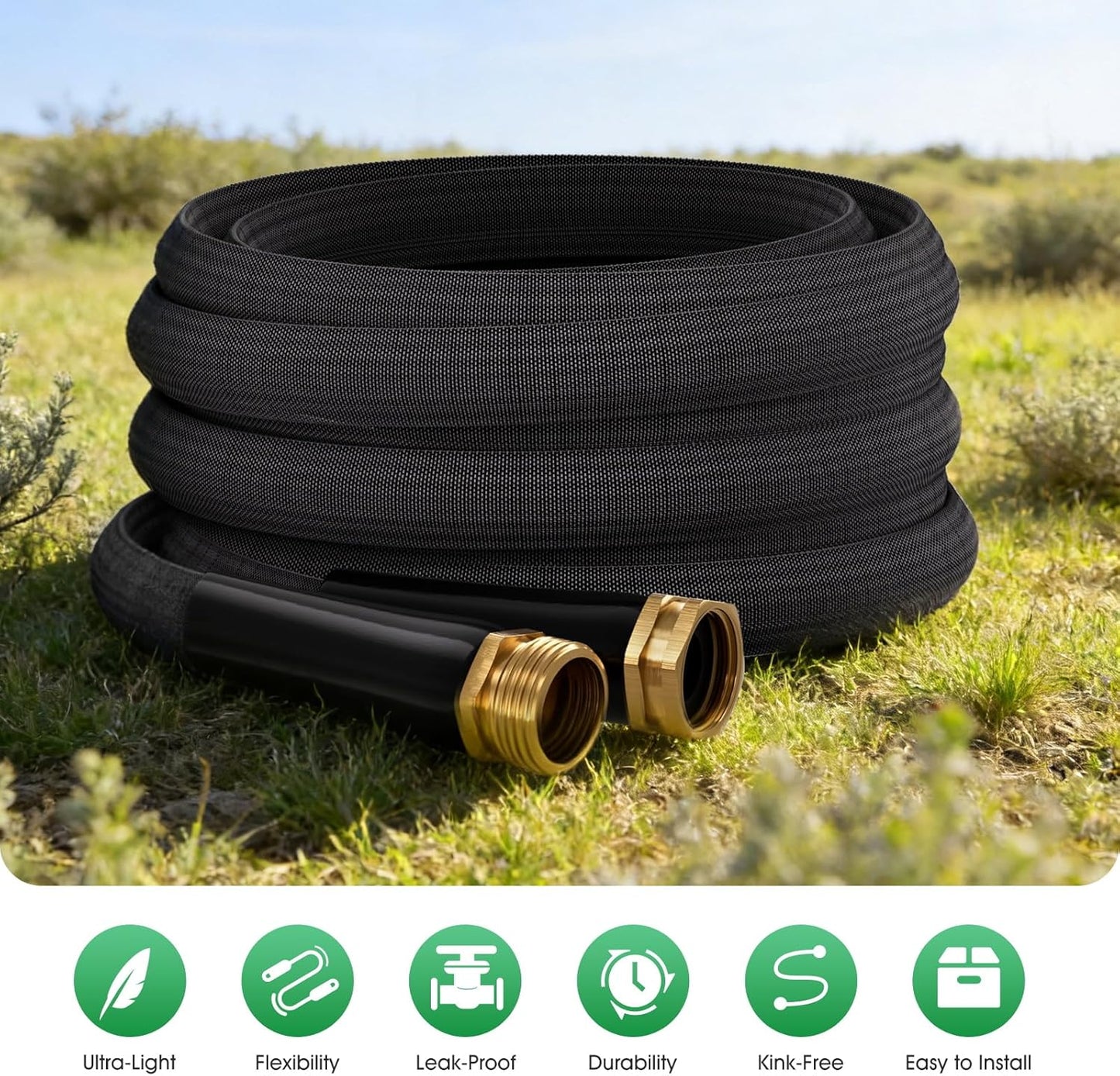 Ultra Lightweight 50FT Garden Hose - Kink-Free, Burst-Resistant & Flexible for Outdoor Use