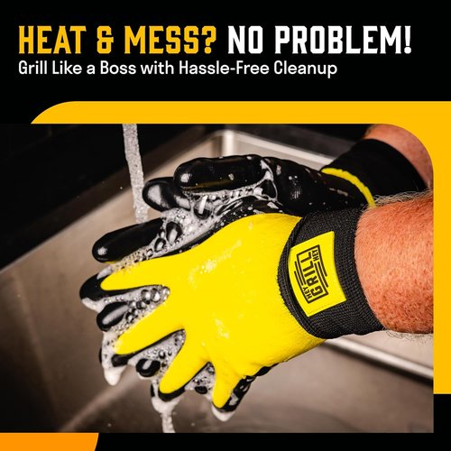 Hey Grill Hey Pitmaster Gloves - BBQ Heat-Resistant Gloves Up to 500°F | Fireproof & Waterproof | Large Size