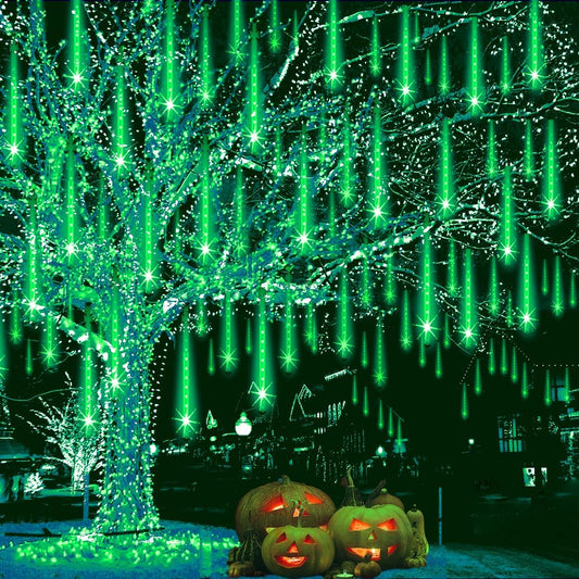 Weepong Meteor Shower Lights - 192 LED Outdoor Halloween & Christmas Decor | 8 Tube Snow Falling Rain Lights