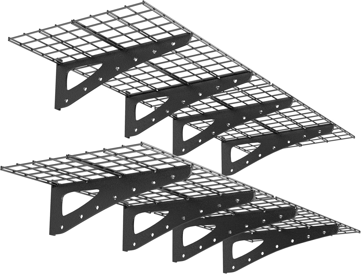 Sturdy 2-Pack Garage Wall Shelving - Heavy Duty 1200 LBS Capacity | 70.86” x 23.6” Black Storage Rack