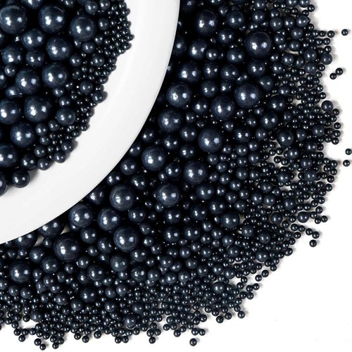 Dazzjoy Edible Black Sugar Sprinkles - Pearl Candy Toppers for Cake Decorating | 130g (4.58oz)