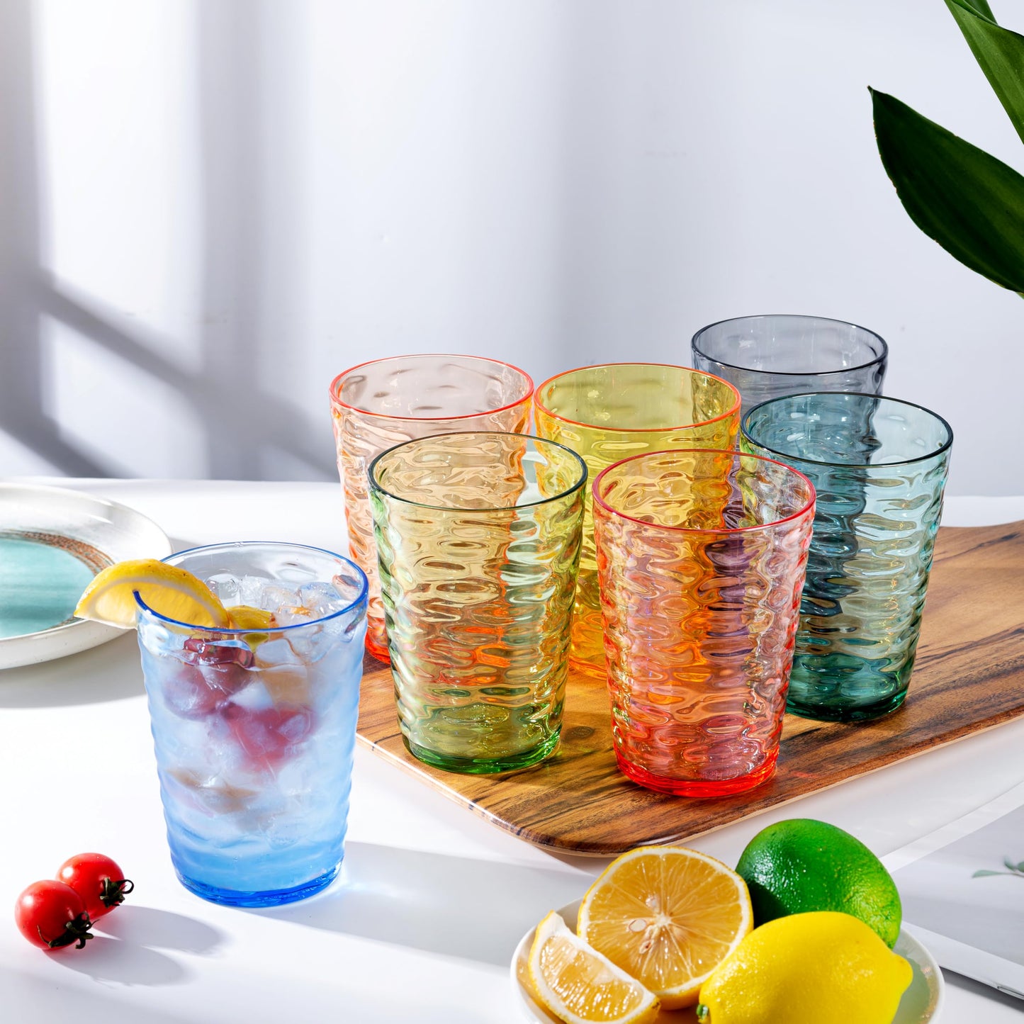 ZAINCA 14-ounce and 20-ounce Plastic Tumblers, Acrylic Drinking Glasses, set of 8 Multicolor Reusable Plastic Cups, Stackable, BPA-Free, Shatter-Proof, Dishwasher-Safe
