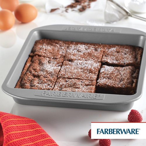 Farberware Nonstick Bakeware | 9-Inch Square Cake Pan in Gray - Effortless Baking & Cleanup