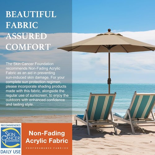 EliteShade USA 9Ft Market Patio Umbrella - Heavy Duty UV Protection & Windproof Vented Top | Heather Beige