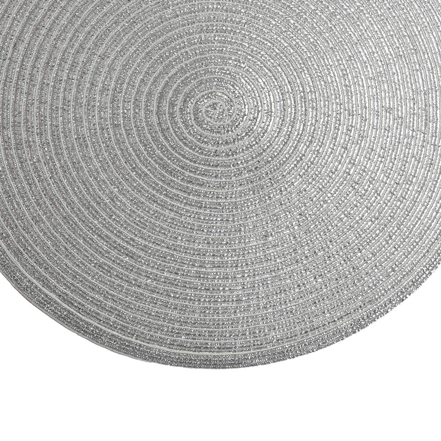 SHACOS Silver Glitter Round Placemats Set of 6 Sparkle Bling Place Mats Glitz Table Mats for Holiday Home Party Wedding Festive Table Decoration (6, Silver)