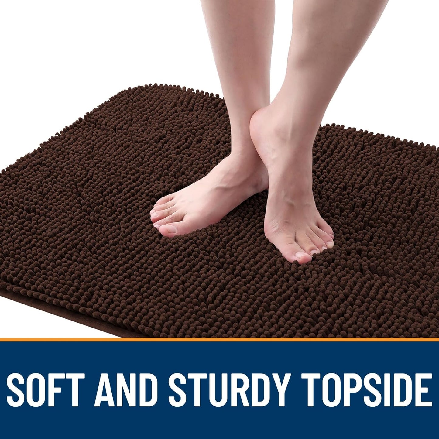 OLANLY Dog Door Mat - Absorbent Non-Slip Chenille Mat for Muddy Paws | 54x24 Inches, Quick Dry, Brown