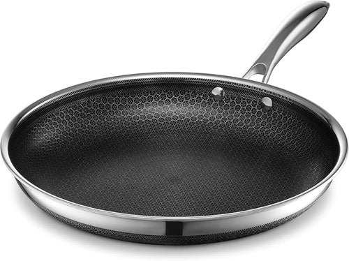 HexClad Hybrid Nonstick 12-Inch Frying Pan - Stay-Cool Handle, Dishwasher Safe & Oven Safe Up to 900°F