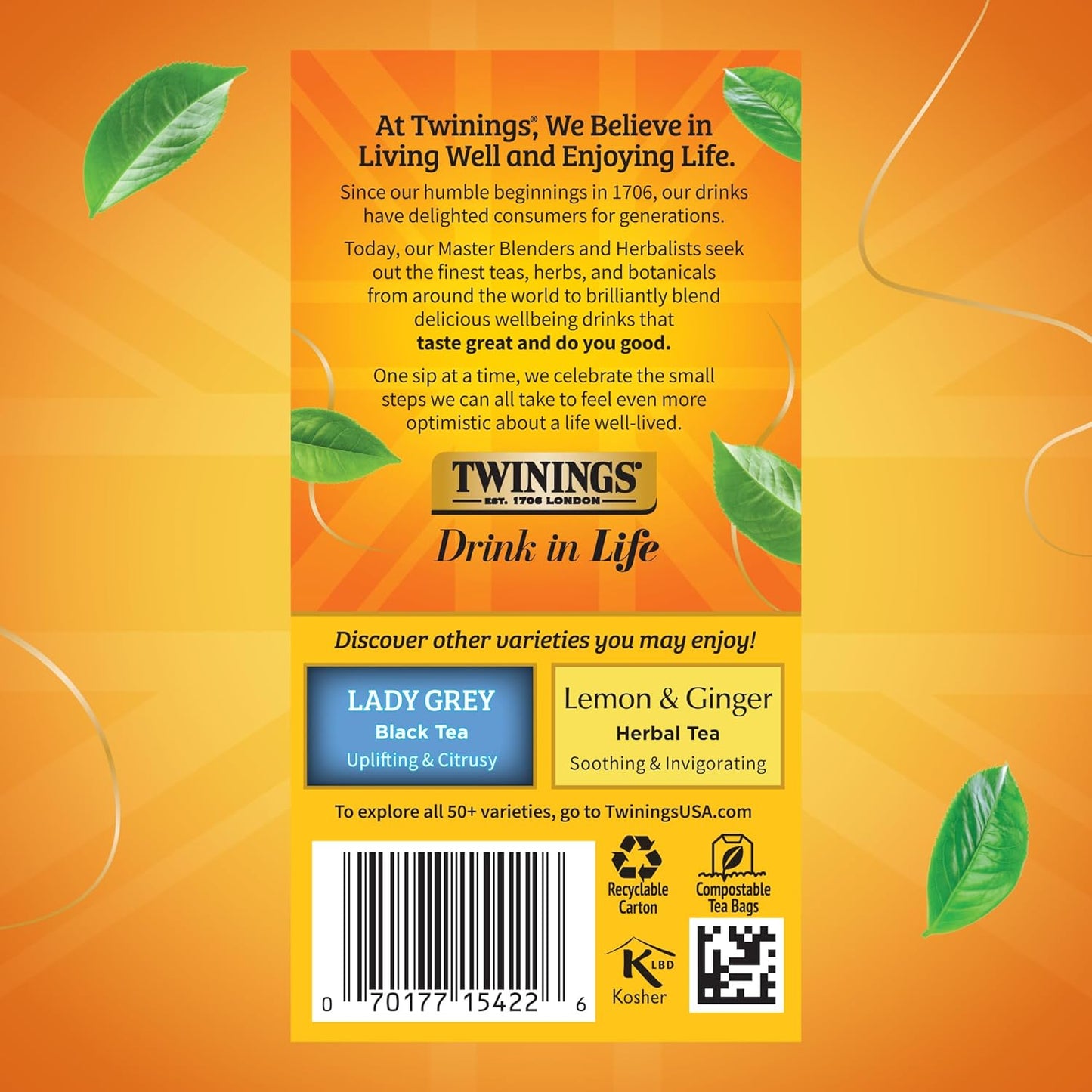 Twinings Earl Grey Tea Bags - Individually Wrapped, Citrus & Bergamot Flavor, 20 Count (Pack of 6)