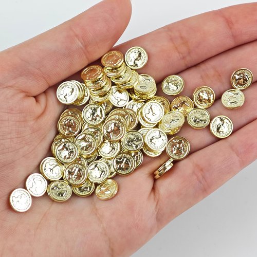 100 Pieces Miniature Coins for Crafts Dollhouse Tiny Fake Gold Coins for Dollhouse Fairy Garden Micro Landscaping