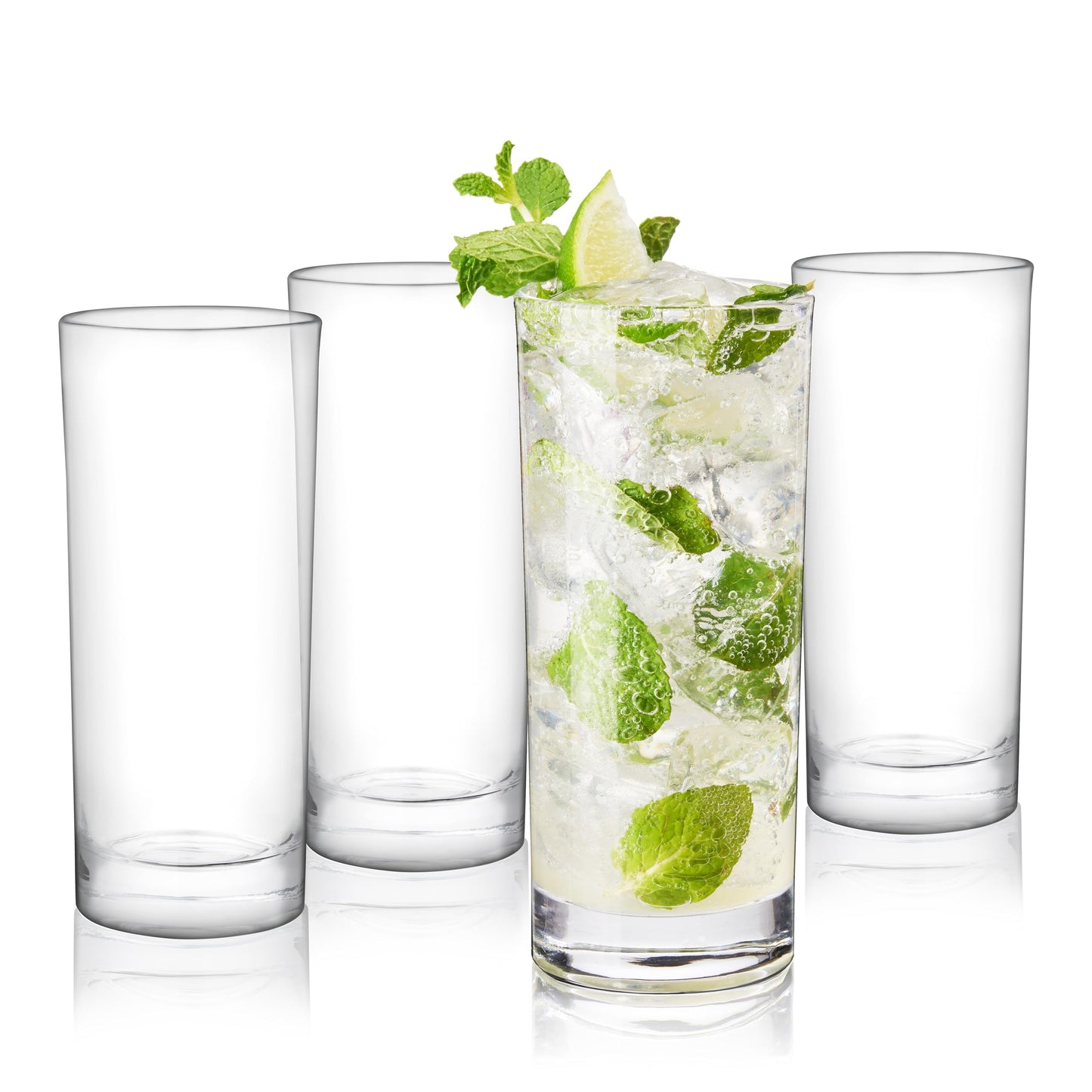True Highball Glasses, Tall Glass Tumbler for Cocktails, Mojito Iced Tea Juices, Soda Water Drinking Cups, Kitchen Glassware, Home Bar, 11 oz Set of 4