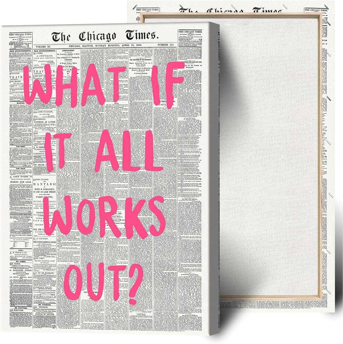Skiennix Retro Newspaper Poster - Positive Affirming Quote Canvas Wall Art | 24x36in Framed Decor