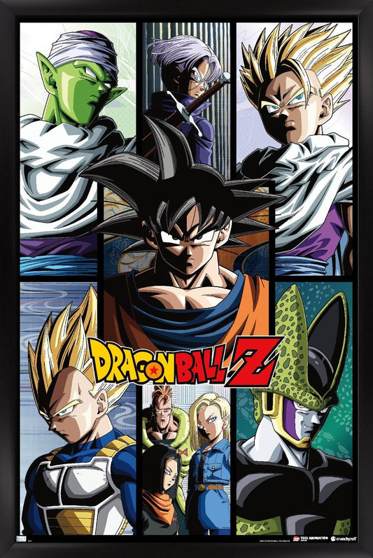 Dragon Ball Z - Grid Wall Poster, 22.4L" x 14.7W", Black Framed Version