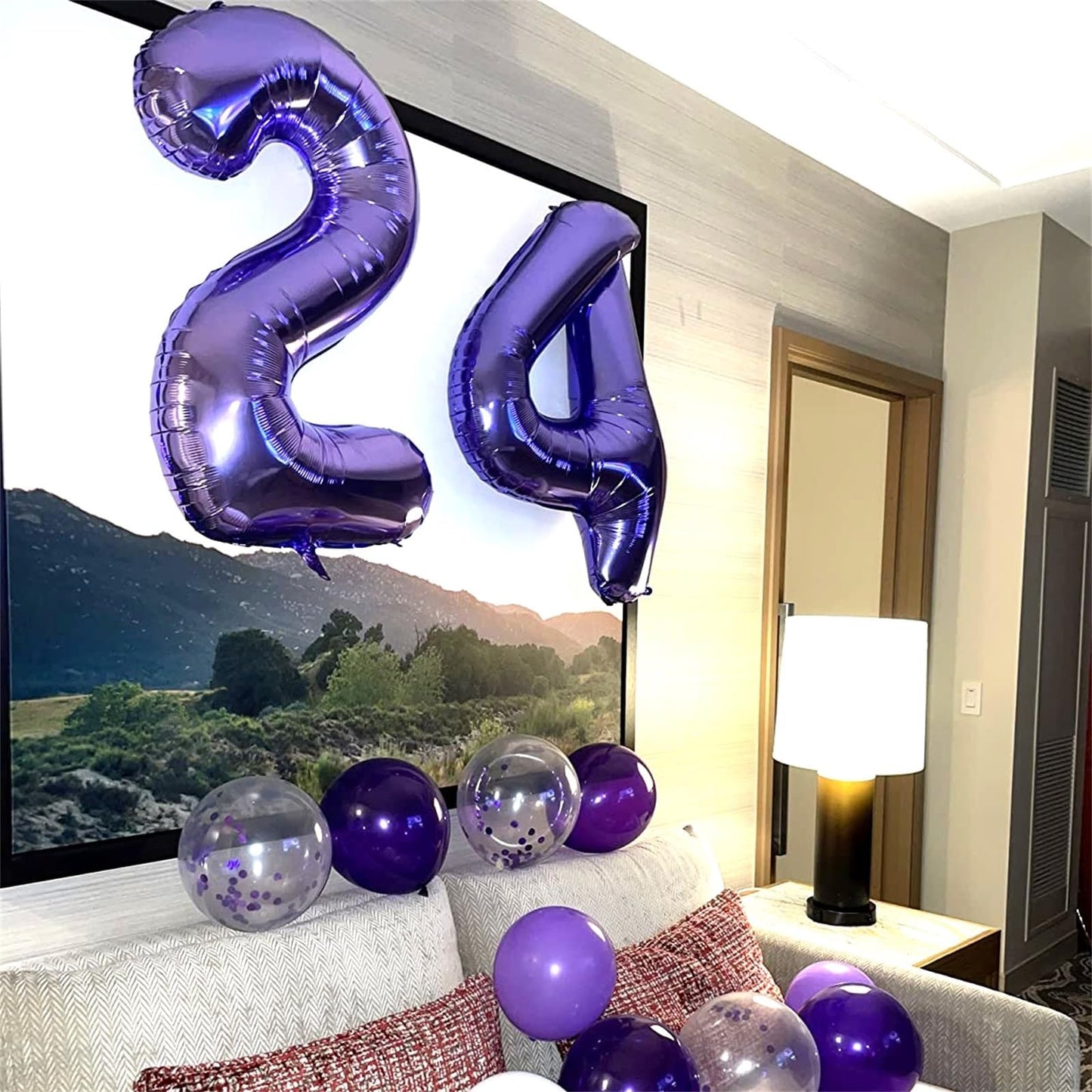Purple Number 40 Birthday Balloons, 40 Inch Large Purple Mylar Foil Number 4 and 0 Balloons for Women, 40th Birthday Balloons for 40 Year Old Birthday Anniversary Party Decorations Supplies