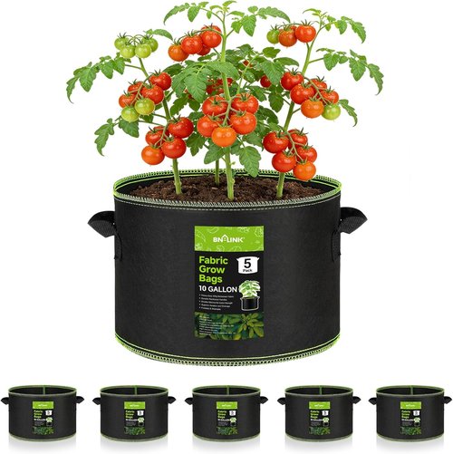 BN-LINK 10 Gallon Grow Bags - Heavy Duty Aeration Fabric Pots with Handles for Vegetables & Flowers