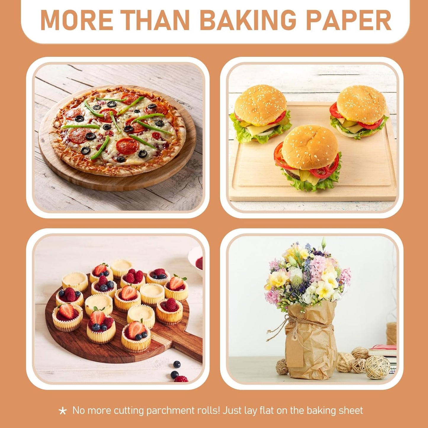 Large Parchment Paper Sheets by [Brand Name] - 200 Pcs Heavy-Duty Nonstick Baking Sheets | 13 x 18 Inch Brown Unbleached