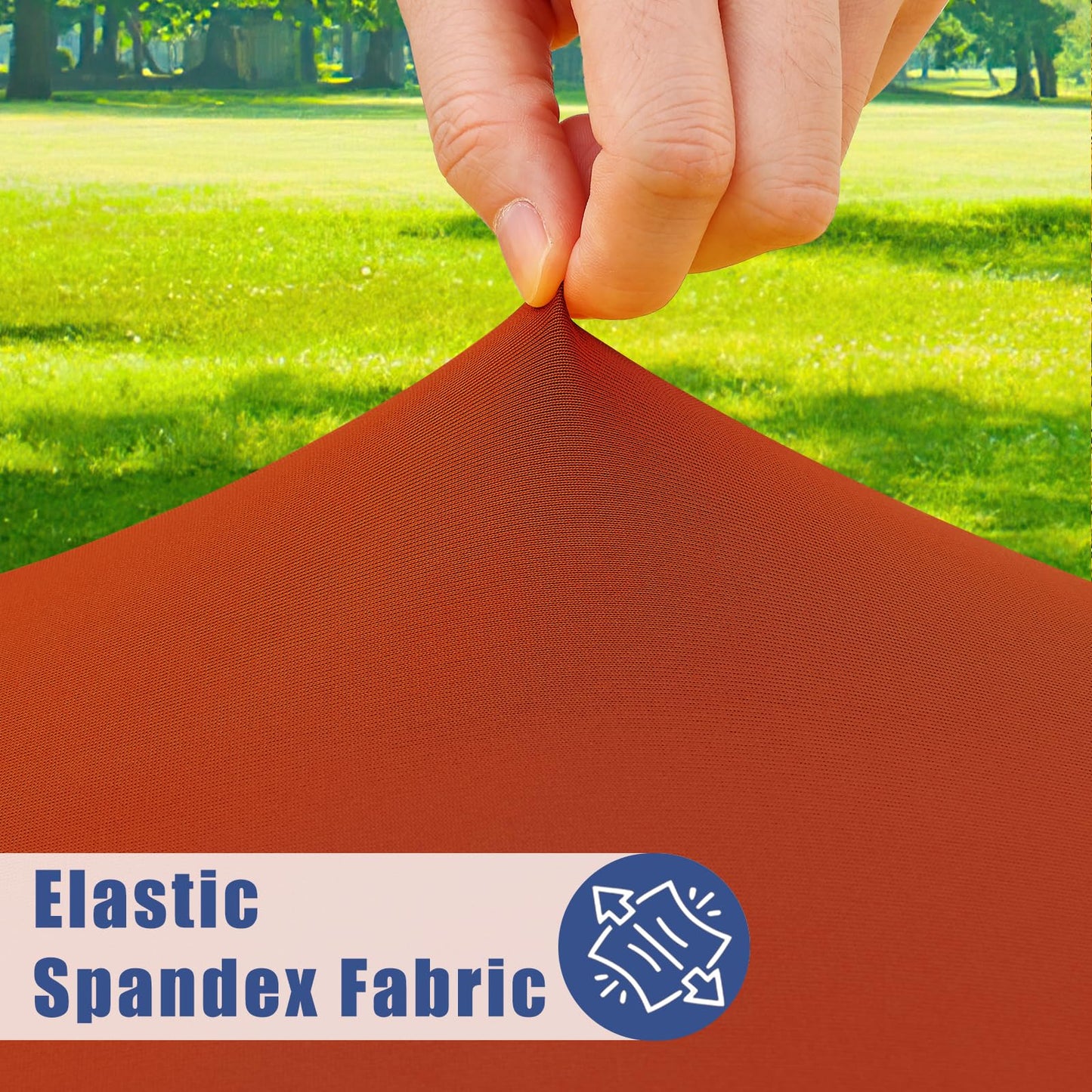 Moosfor Round Spandex Tablecloth, Elastic Fitted Waterproof Tablecloths for 18"-24" Tables, Stretch Washable Picnic Table Cover for Camping, Dining, Indoor and Outdoor, Rust