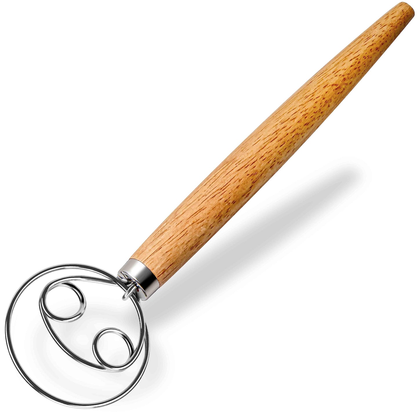 Maxjoy Danish Dough Whisk for Bread Sourdough Baking Mixing - Stainless Steel Hook with Wooden Handle