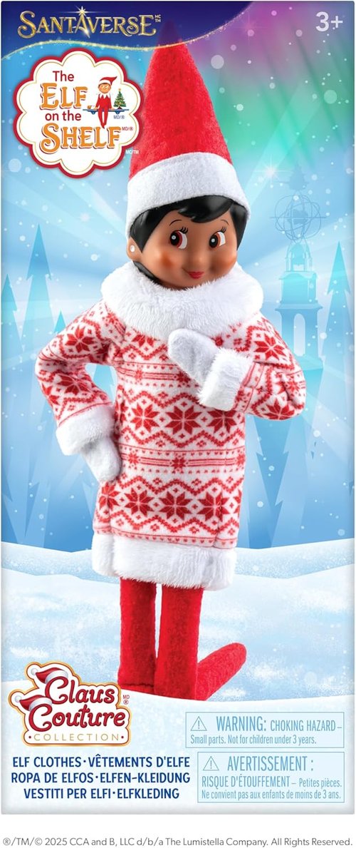 Elf on the Shelf Snowflake Sweetie Dress - Charming Fair Isle-Inspired Tunic - Scout Elf Not Included