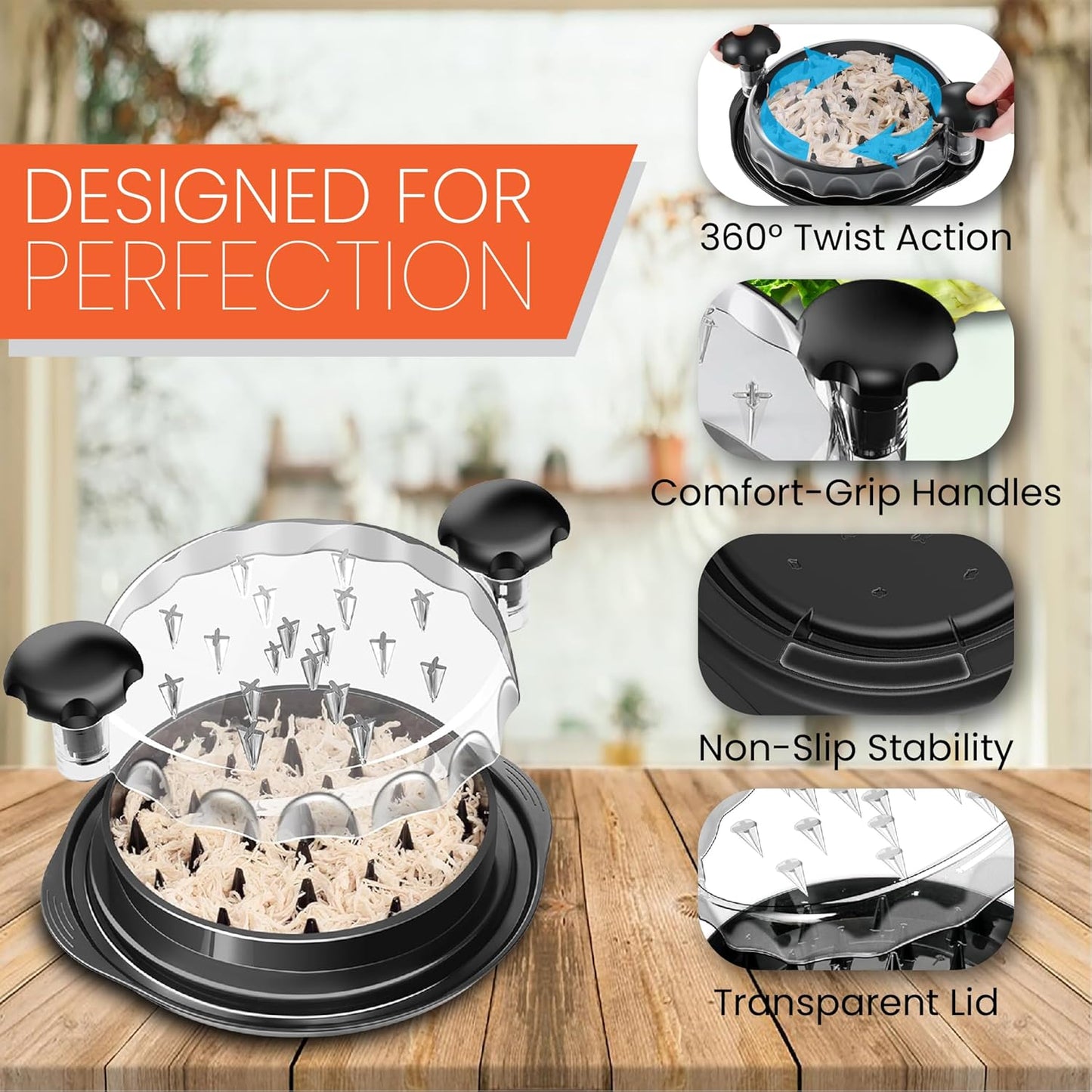 Skiennix Chicken Shredder Tool - 10'' Meat Shredder for Effortless Chicken Breast Shredding | BPA-Free, Anti-Slip Design
